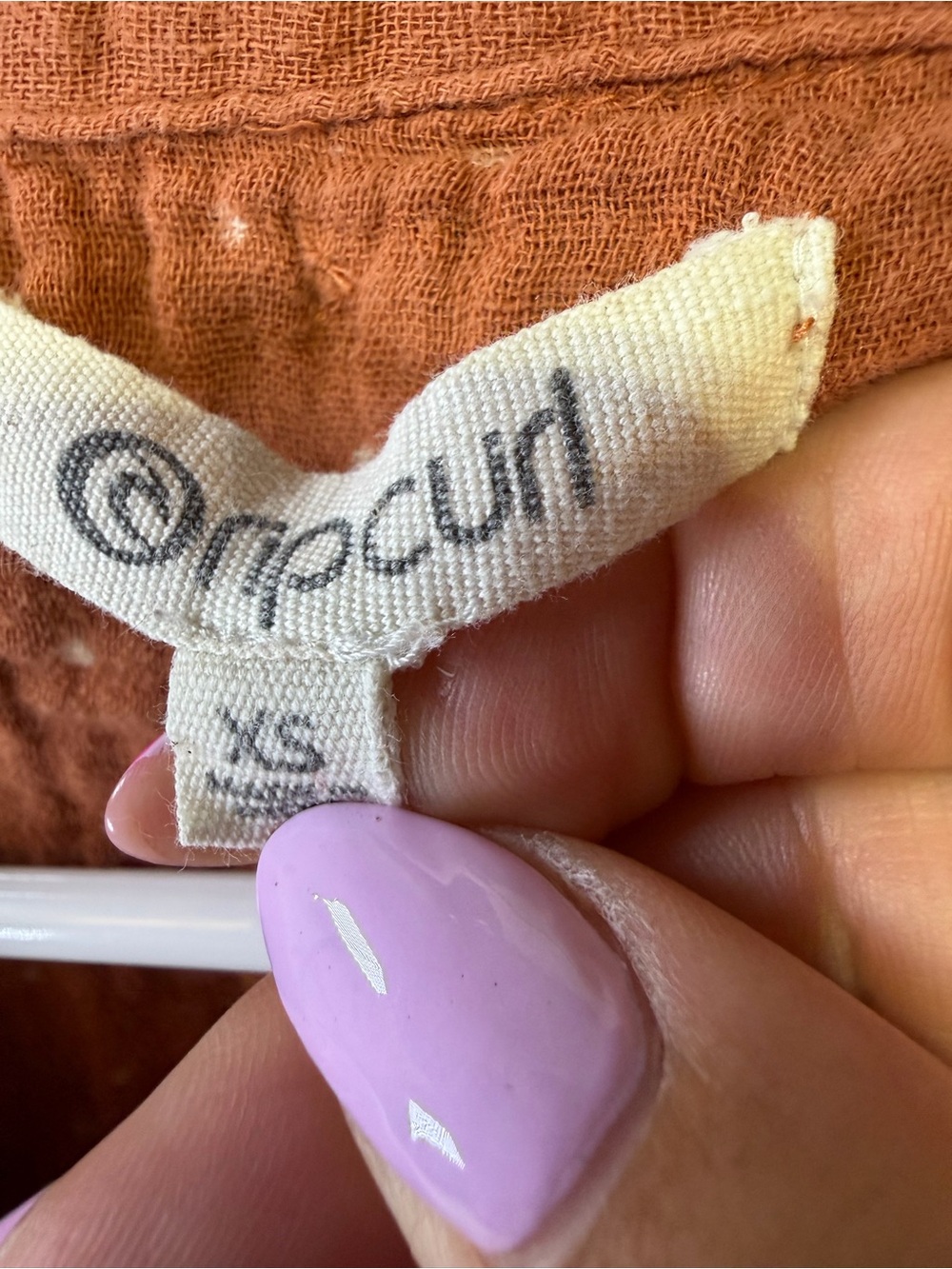 Rip Curl Women's Rust Orange Dot Button-Front Shirt - Picture 3 of 5